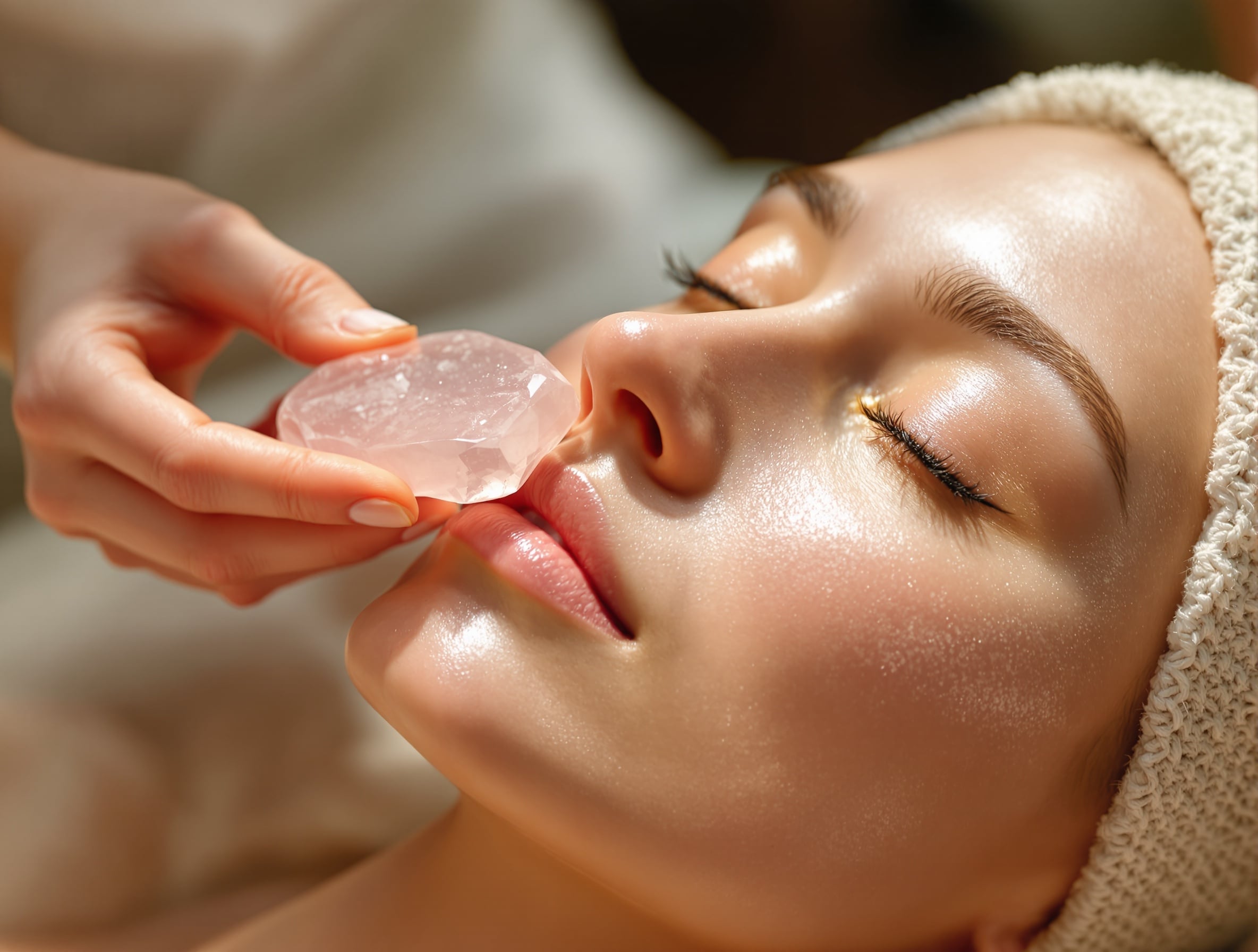 Massage visage quartz rose Lift & Détox